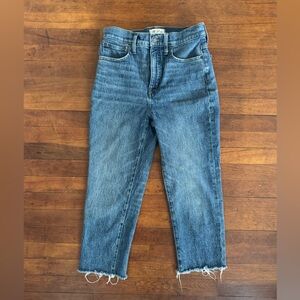 Madewell Cropped Classic Straight Jeans High Rise and Raw Hem women’s size 28
